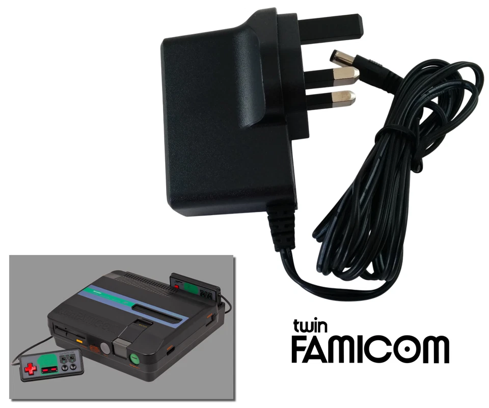 RETRO GAME SUPPLY Power Supply for Sharp Twin Famicom - UK plug AC Adapter PSU