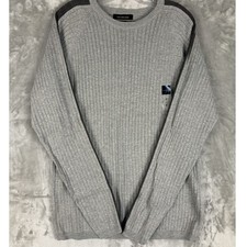 Y2K Calvin Klein Jeans Men Ribbed Sweater Crew Neck Long Sleeve Gray Size L