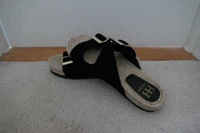 Haute Hippie FlipFlops W/ Two Wide Straps & Straw Platform Gently Worn Size: 9.5