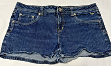 Justice Girls Size 16.5 Plus Denim Shorts Blue Stretch Cut Off Embroidered
