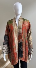100 Silk Reversible Kantha Jacket, One Size