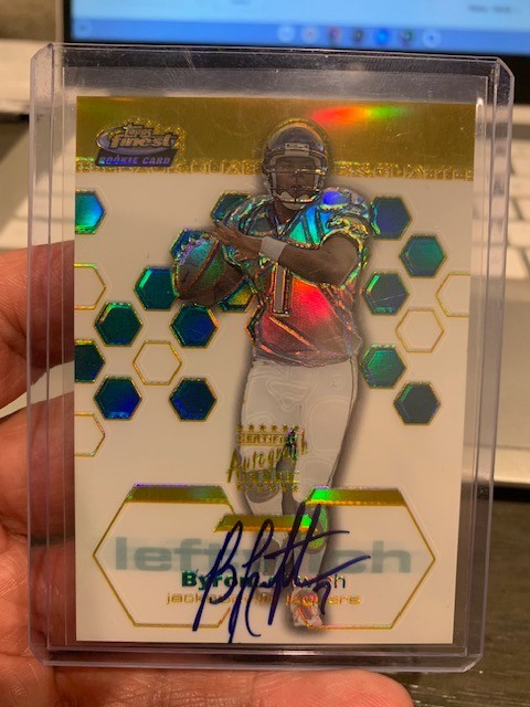 2003 BYRON LEFTWICH TOPPS FINEST #120 GOLD REFRACTOR AUTO RC /50 MARSHALL *NRMT*