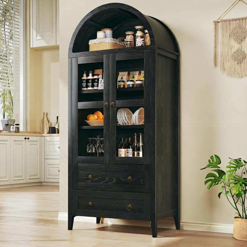 71" Tall Arched Kitchen Pantry Arched Cabinet Kitchen Storag