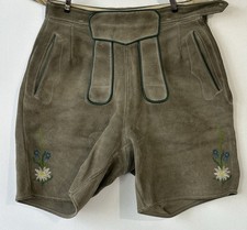 German Lederhosen Dungarees Shorts Boy's Sz L 14 / 16 Handcrafted Leather