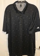 Adidas Ultimate365 Allover Print Golf Polo Shirt Mens Large Feathers Black
