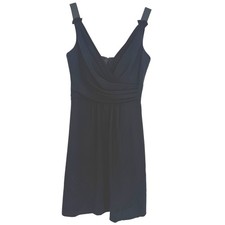 NWT Elie Tahari Carolina Dress Black V-Neck Ruched Cocktail Sleeveless Size 8