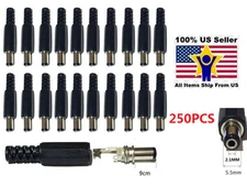 US Stock 250pcs 5.5mm x 2.1mm Male Soldered Type DC Power Plug Connector Adapter