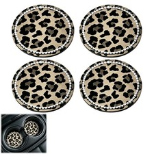 4 Pcs Cheetah Print Car Cup Holder Coaster Cheetah Print Car Accessories 4 Pcs Cheetah Print Car Cup Holder Coaster Cheetah Print Car Accessories