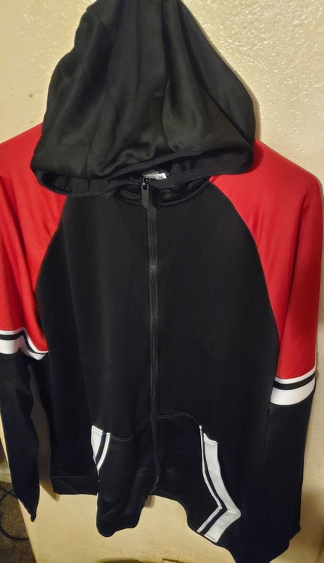 Holloway Retro Grade Full Zip Hooded Track Jacket w/ Pockets Black/Red XL