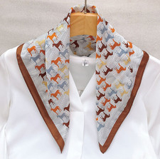 100% Mulberry Silk Neckerchief horse Print Shawl Scarf Bandana 53X53cm wrap new