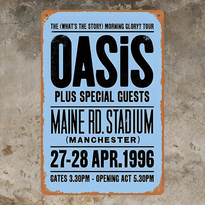 Vintage OASIS Concert Retro Aluminum Tin Metal Signs Home Décor 8x12