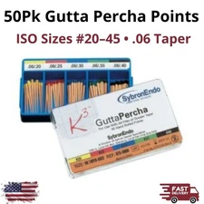 50 Gutta Percha Points Taper .06 Sizes #20-45 ISO Endo Root Canal Dental Rolled