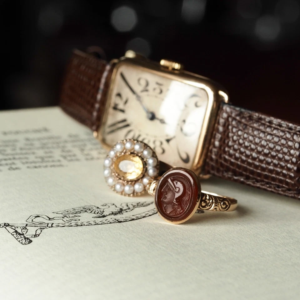 Antiguo anillo camafeo georgiano de oro de 10 quilates con grabado de soldado romano - c.1820 Foto 4 de 4