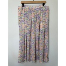 Vintage - Plus Size Floral Skirt Knee Midi Length Pastels Cottagecore Feminine