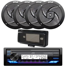JVC KD-X38MBS in-Dash Bluetooth Marine Radio, 4x 4" 100W Speaker, Cover Black