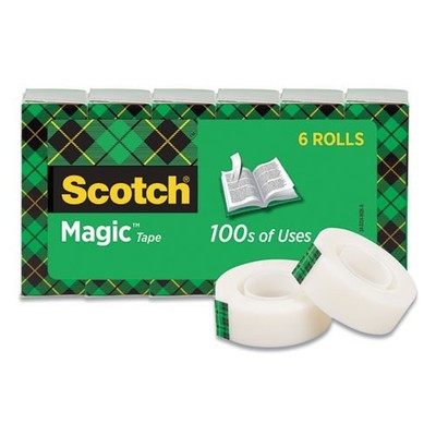 Scotch Magic Tape Refill, 1'' Core, 0.75'' x 22.2 yds, Clear, 6/Pack