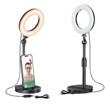Desktop Ring Light Stand and Phone Holder Adjustable Height And Lighting