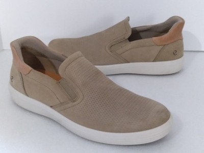ECCO Mens Soft 7 Brown Woven Nubuck Leather Slip On Sneaker EU 45 Size 11 - 11.5