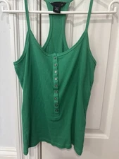 Victoria's Secret XS Moda International NWOT Green Tank Top with buttons