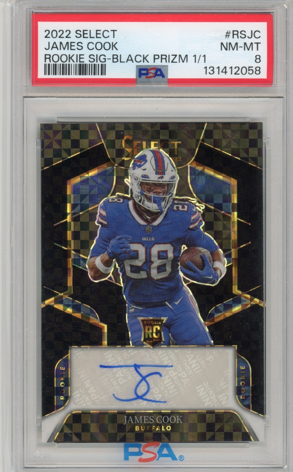 James Cook Panini Select Rookie Signatures #RSJC Black Prizm 1/1