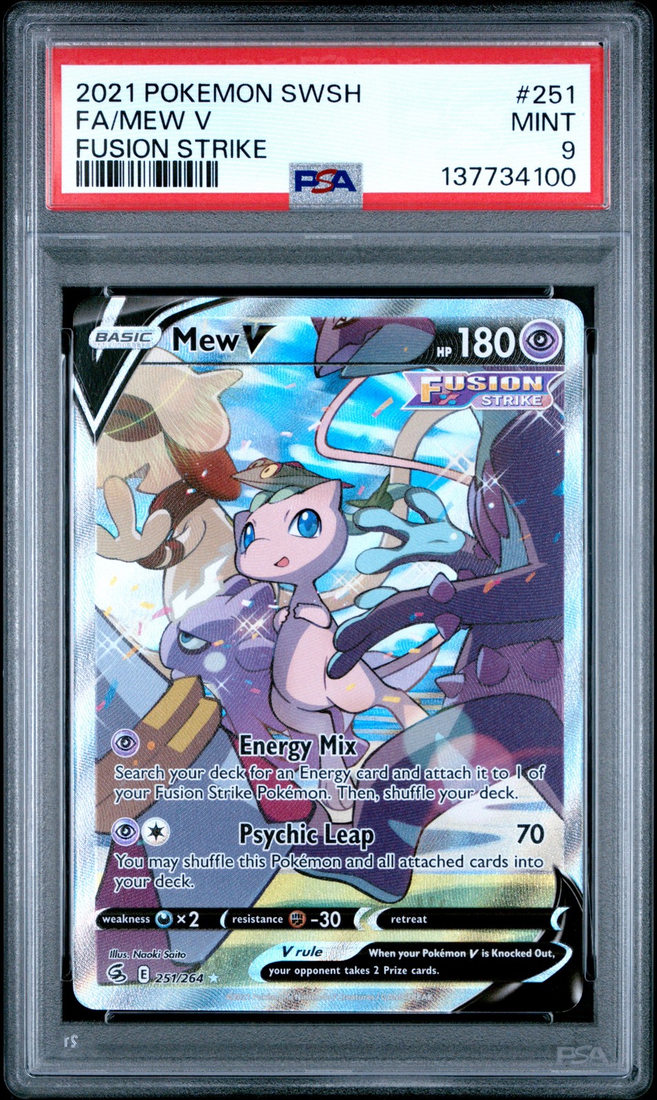 2021 POKEMON SWORD & SHIELD FUSION STRIKE #251 FULL ART/MEW V PSA 9