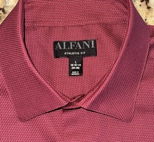 ALFANI Men  s Dark Red Check Athletic Fit Long Sleeve Button Up Shirt Size L