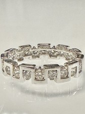 UNISEX DESIGNER 925 SS UNIQUE GREEK KEY DESIGN CZ ETERNITY BAND RING SZ 9