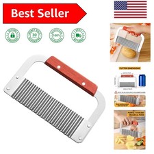 Ergonomic Wavy Crinkle Slicer - 7.3" Stainless Steel for Effortless Cutting