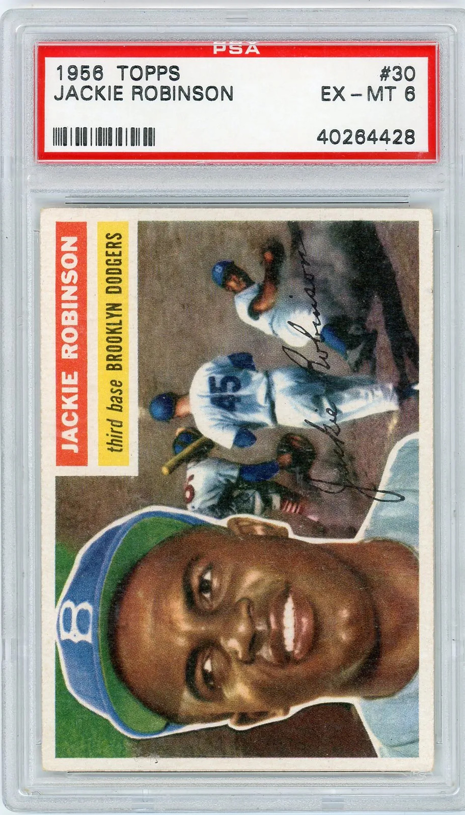 1956 Topps Jackie Robinson #30 White Back PSA 6