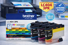 3PK GENUINE Brother LC404 Ink Cartridge for MFC-J1205W MFC-J1205W XL MFC-J1215W