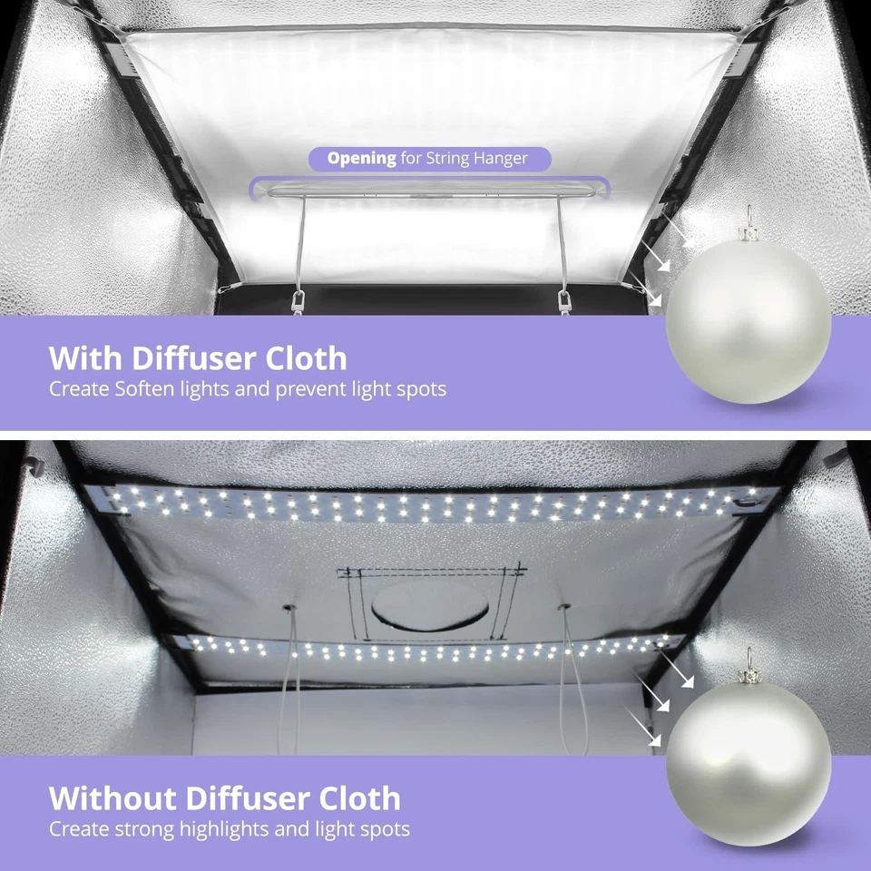 LimoStudio 24 x 24 inch (New Model) LED Light Box Photo Shooting Tents, 120 L... - Image 4 of 4