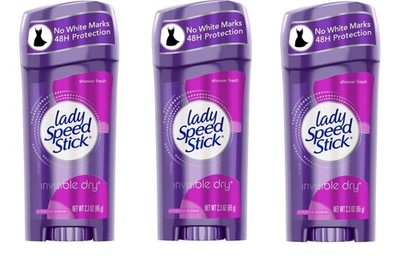 3 Packs Lady Speed Stick A/p Inv Shower Fr 2.3 Oz 48-Hour