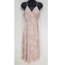 Madewell Floral Wrap Midi Dress Womens Medium Pink Cream Sundress Cami A0289 NWT
