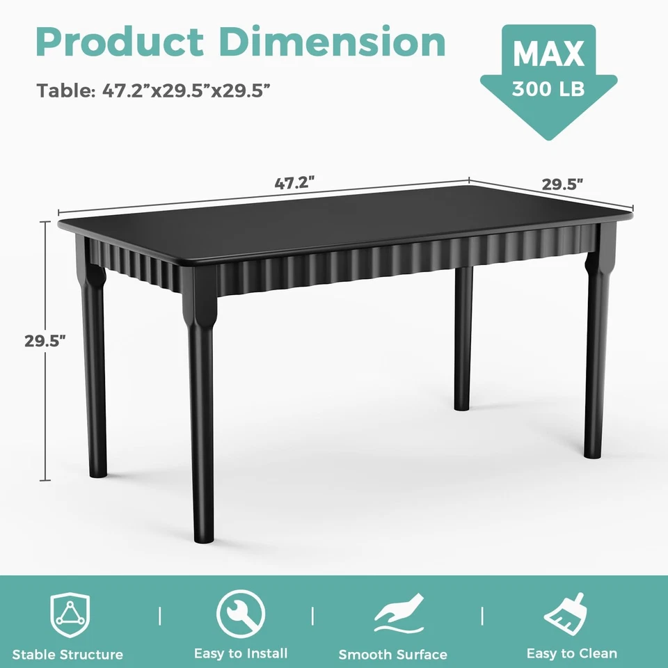 Mesa de comedor de madera maciza de 47,2 pulgadas para mesa de cocina moderna de roble de 4, mediados de siglo... Foto 3 de 4