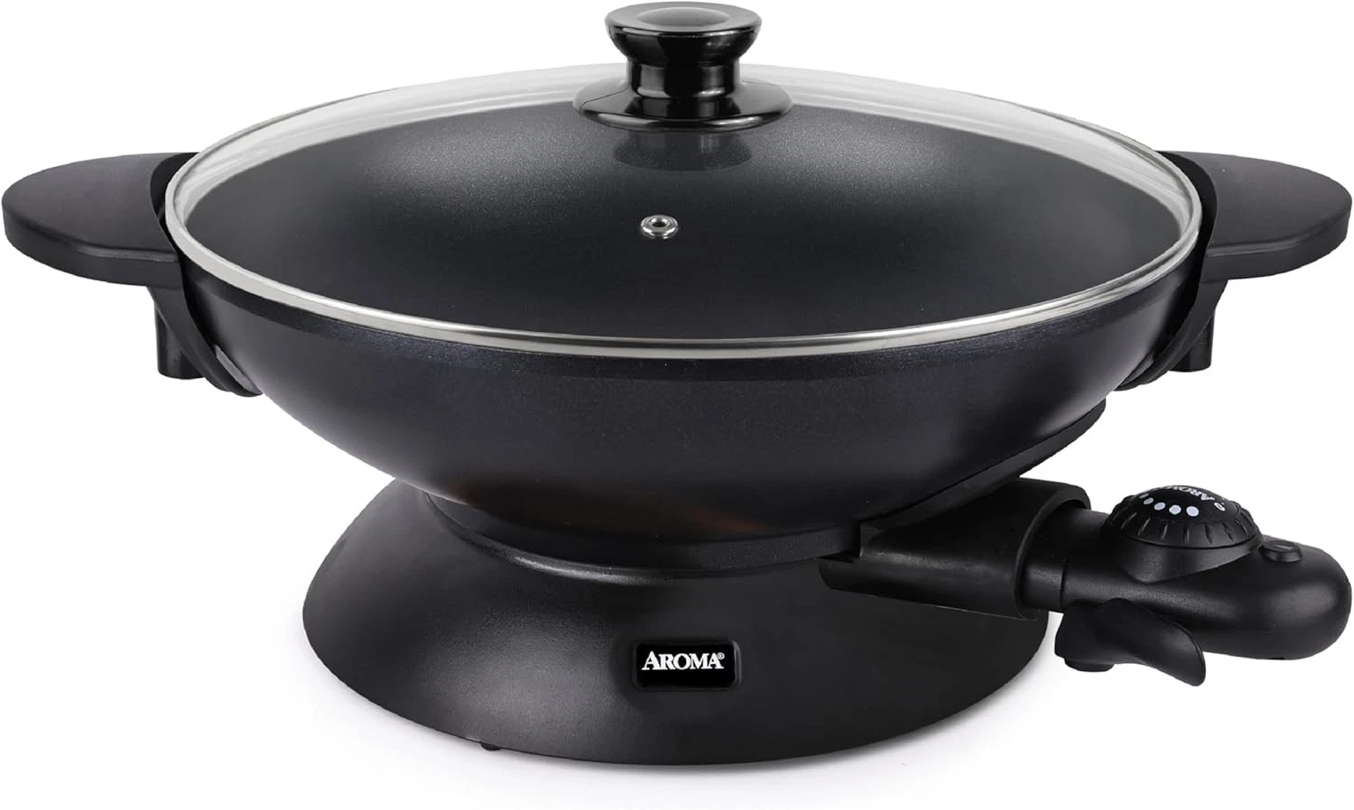Electric Wok W/ Tempered Glass Lid Easy Clean Nonstick Cooking Chopsticks