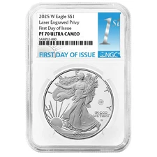 2025-W Proof $1 American Silver Eagle Laser Beam Privy NGC PF70UC FDI First