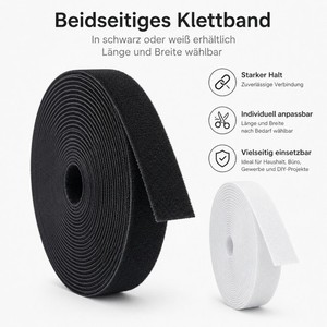 Klettband Back to Back  Beidseitiges Klettband  Kabelbinder Klett  Wiederverwend