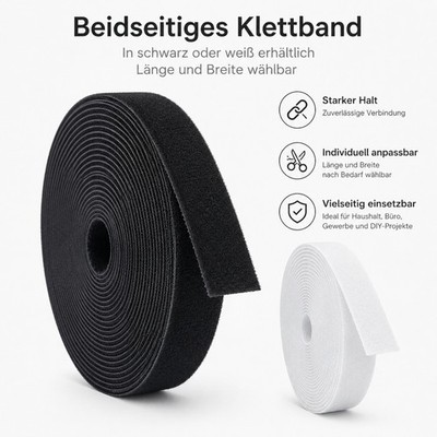 Klettband Back to Back  Beidseitiges Klettband  Kabelbinder Klett  Wiederverwend