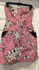 RED VALENTINO Strapless A-Line Silk Floral Short Dress Pink IT 40