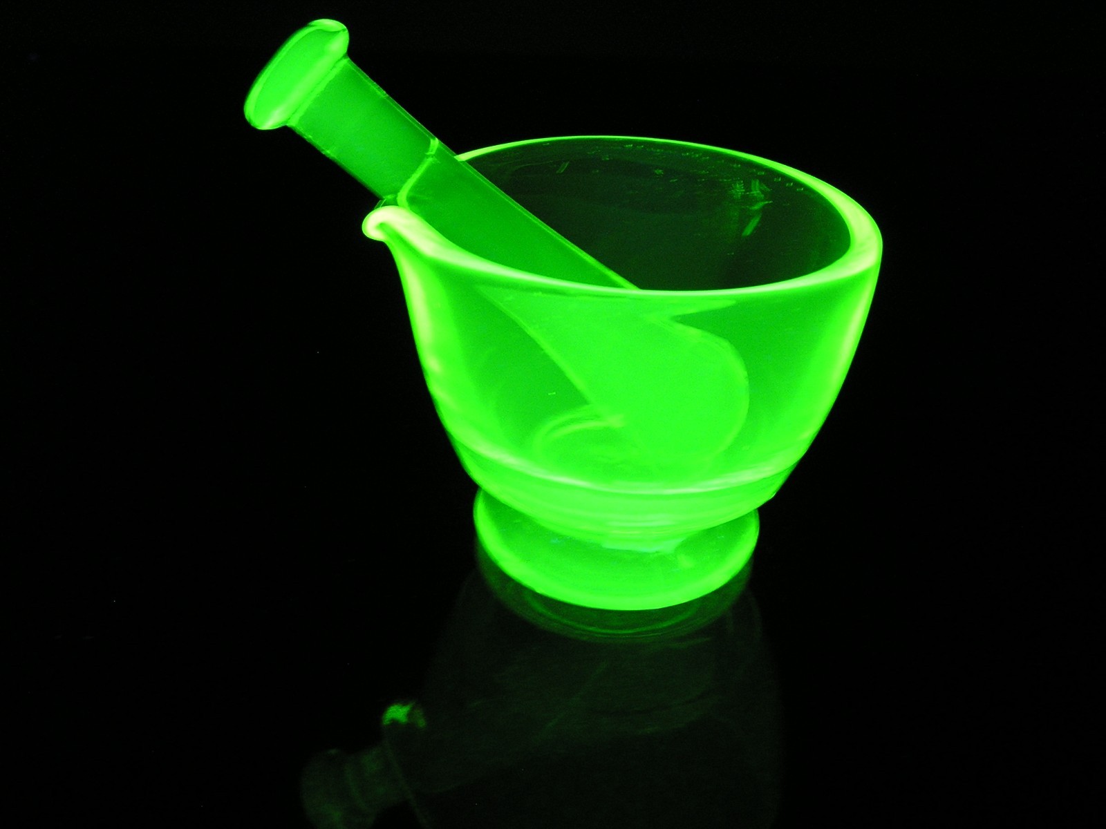 Vaseline Glass Mortar & Pestle
