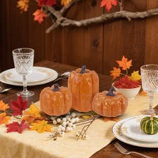 Fall Decor Set of 3 - Artificial Resin Thanksgiving Table Pumpkins