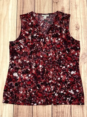 Dana Bushman Sz L Multicolor Stretch Career Blouse Sleeveless Casual Top