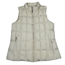 GAP Full Zip Down Puffer Vest Quilted Ivory/Cream Women's M Y2K Skiing Outdoors