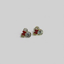 Disney Sterling 925 Silver Gold Tone Minnie Mouse Icon CZ Stud Earrings