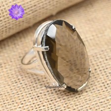 Smoky Quartz Gemstone 925 Sterling Silver Ring Handmade Jewelry Ring For Gift