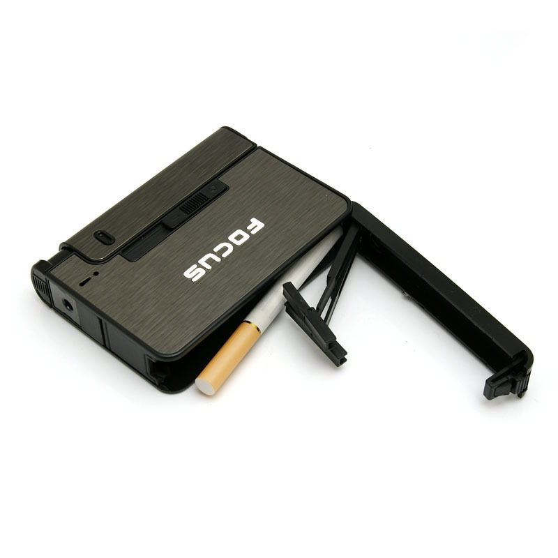 FOCUS Automatic Cigarette Case Box Lighter Case Holder Black