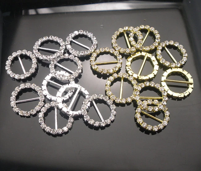 22mm round clear glass rhinestone buckle Invitation ribbon sider wedding supply - Image 3 of 3