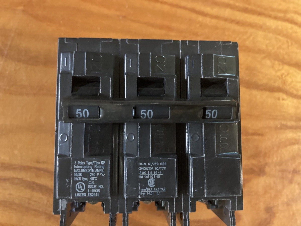 Breaker L-5538 siemens three pole 50 amp, good shape