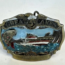 1984 The Great American Buckle Company "Great Lakes" Belt Buckle Made in USA