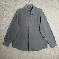 Van Heusen Button Shirt Mens XL 17.5 34/35 Gray Solid Long Sleeve Cotton Poly